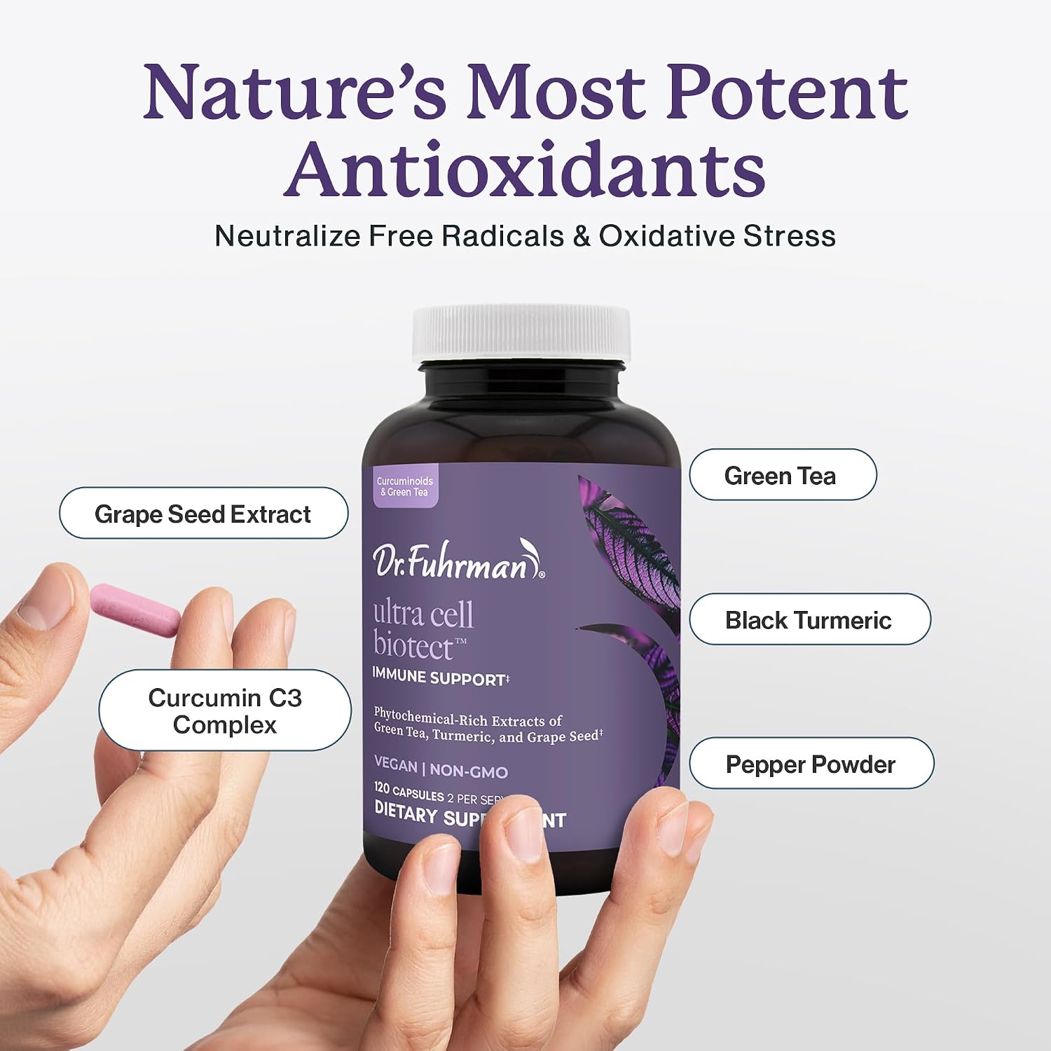 Ultra Cell Biotect - Antioxidant Support with Organic Turmeric, Black Ginger, Green Tea, Black Pepper, and Grape Seed - 120 Capsules