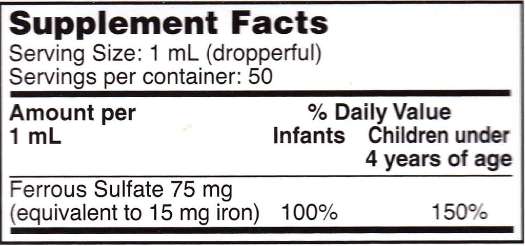 Lannett Ferrous Sulfate Drops 50 ml - Suplemento de Hierro con Sabor a Menta (Pack de 6)