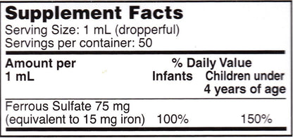 Lannett Ferrous Sulfate Drops 50 ml - Suplemento de Hierro con Sabor a Menta (Pack de 6) – Image 3
