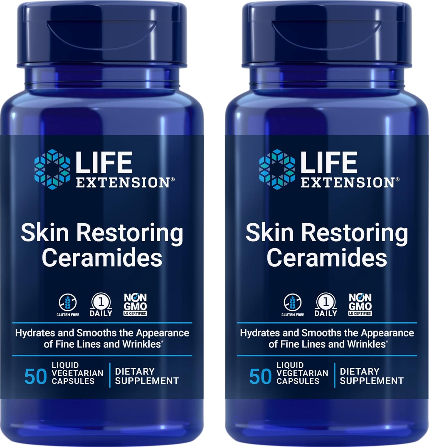 Life Extension Ceramidas Restauradoras de la Piel, Pack de 2 (2 x 50 Cápsulas Vegetales Líquidas)