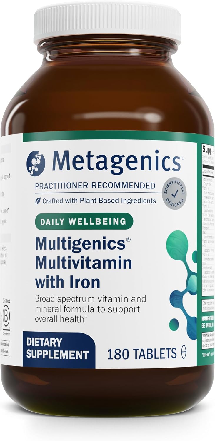 Metagenics Multigenics Multivitamínico con Hierro - Fórmula Diaria de Minerales para Huesos, Metabolismo y Antioxidantes - 180 Comprimidos