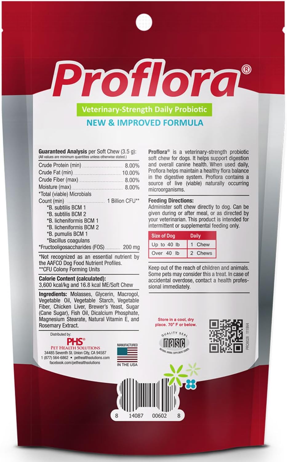 Proflora Masticables Blandos Probióticos para Perros - Probióticos para Perros - Salud Digestiva e Inmunitaria - 180 Masticables Blandos