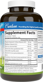 Carlson - B-Compleet 50, Balanced B Complex, 250 Tablets