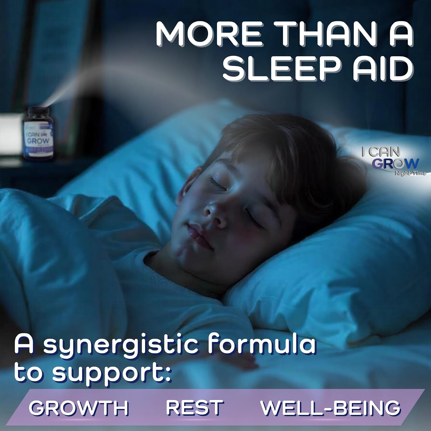 I Can Grow NightTime Vitaminas para Niños - Multivitamínico con Glicinato de Magnesio para el Sueño