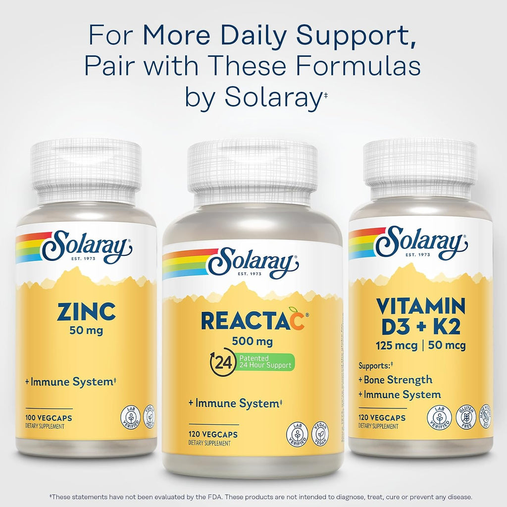 SOLARAY Reacta-C - Vitamina C de 500 mg con Bioflavonoides - 120 Cápsulas
