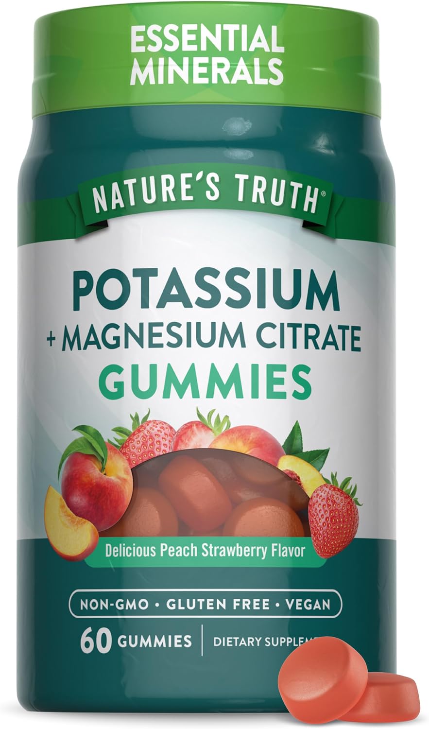 Nature's Truth Gominolas de Potasio y Magnesio con Citrato - 60 Gominolas Veganas, Sin OGM y Sin Gluten