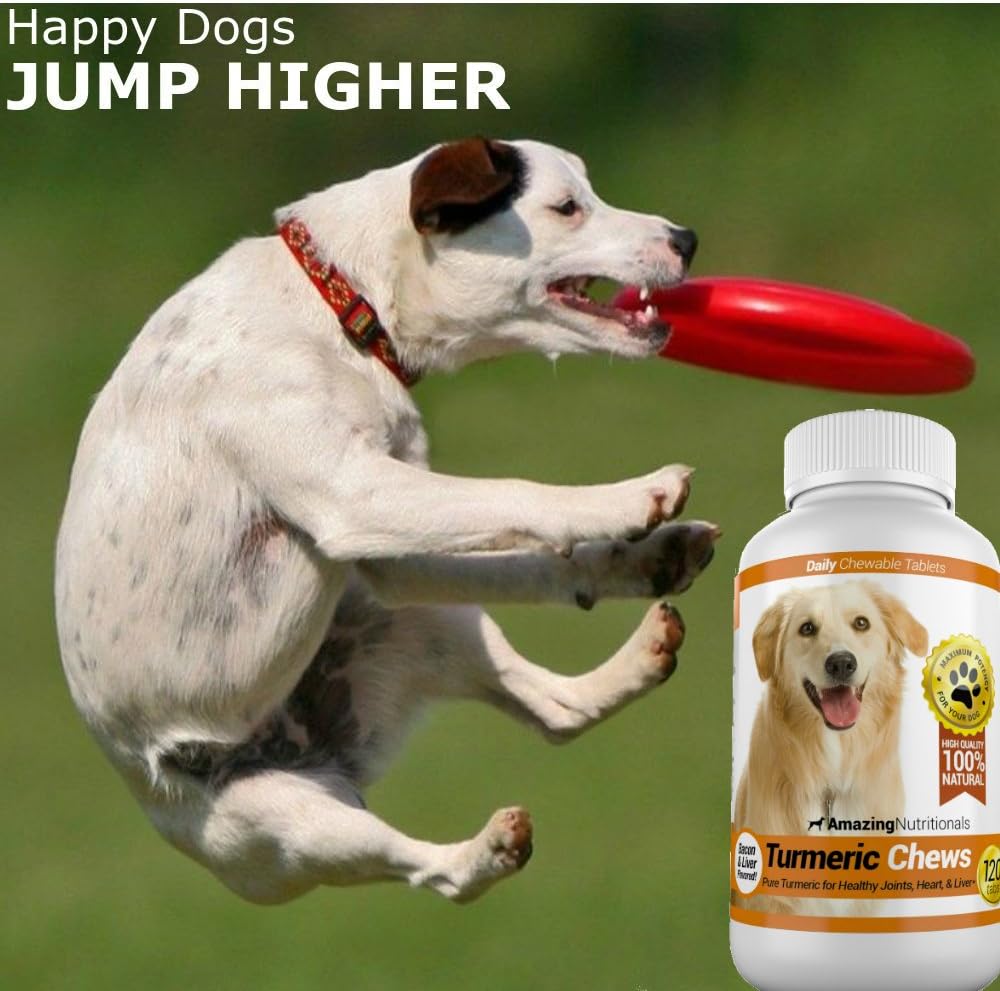 Amazing Turmeric for Dogs - Cúrcuma con Curcumina para Perros - 120 Masticables Antioxidantes