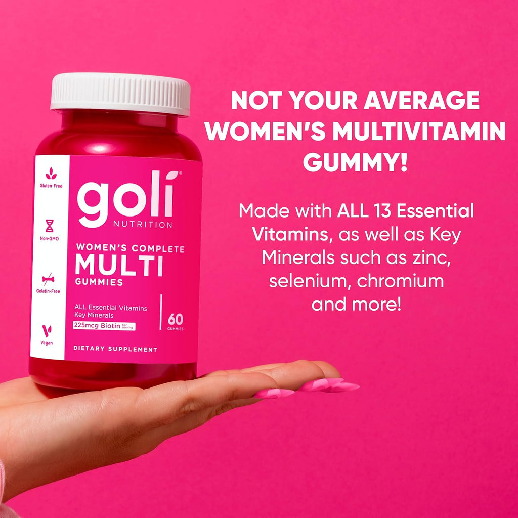 Goli Women's Multi Gummies - Multivitamínico Diario Completo para Mujeres con 13 Vitaminas Esenciales, Biotina, Zinc - Vegano, Sin Gluten - 60 Gominolas (Paquete de 2)