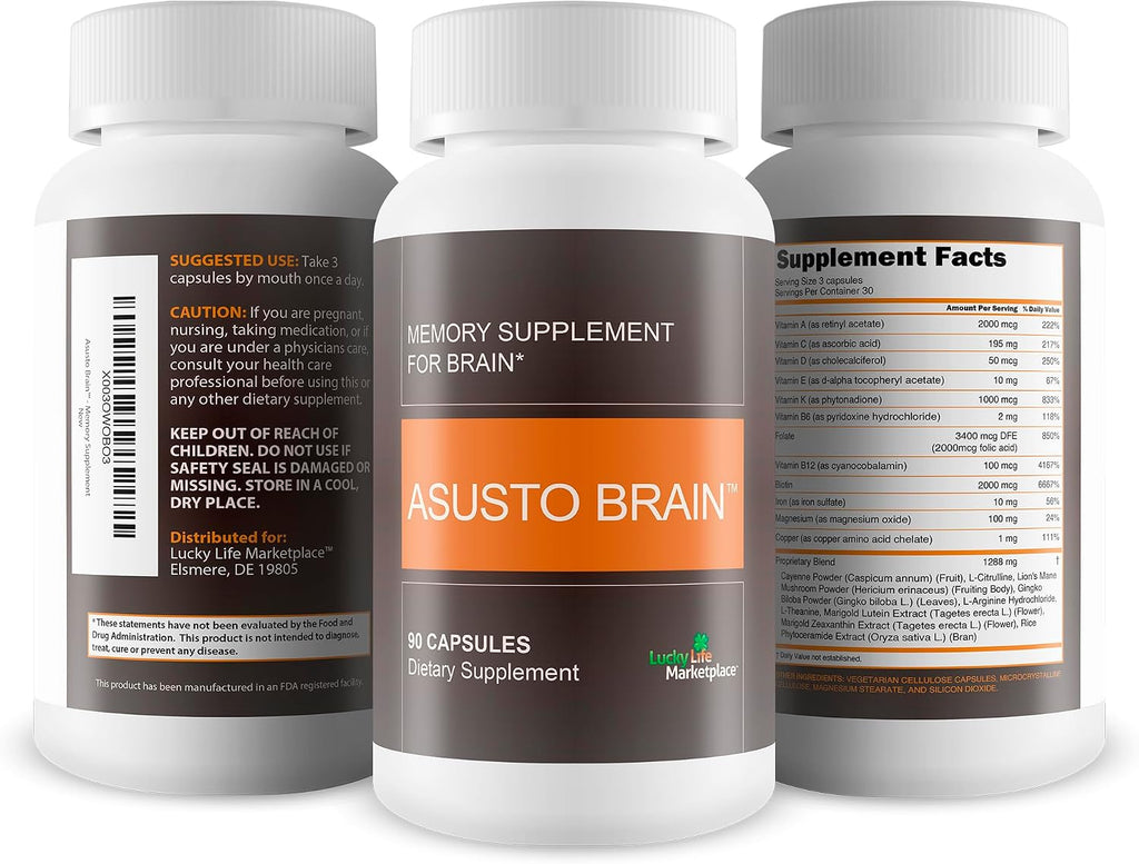 Asusto Nootropic Brain Supplement - Memoria y Enfoque Natural