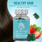 Wins Town Gominolas para Cabello, Piel y Uñas, 60 Ct, Vegano, Sabor Fresa