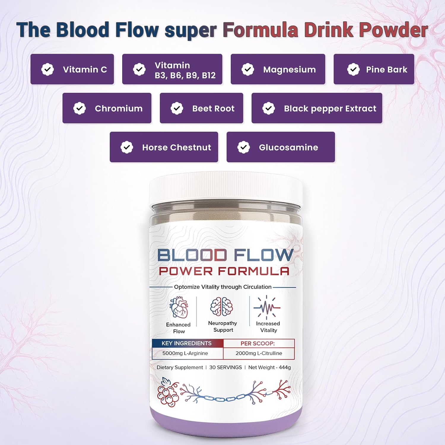 The Blood Flow Power Formula Neuropathy Drink Powder – 444g (30 dosis)