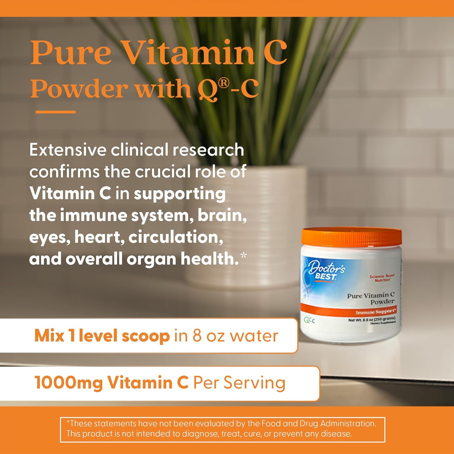 Doctor's Best Vitamina C en Polvo con Q-C, 250g