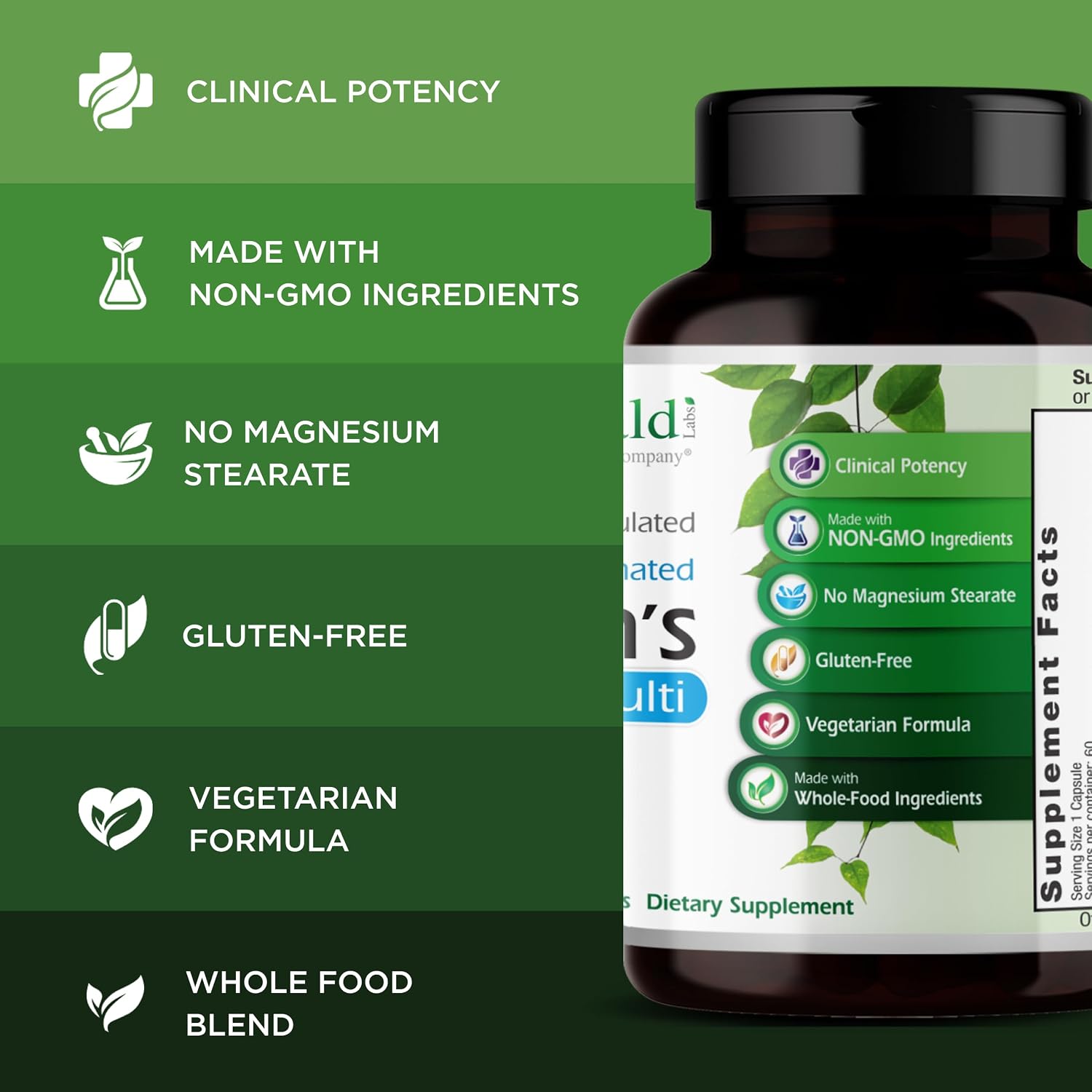 EMERALD LABS Multivitamínico diario para hombres - Sin aditivos, 60 cápsulas vegetales