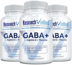 Research Verified GABA+ - 600mg GABA con L-Teanina y L-Arginina - 60 Cápsulas Veganas (Pack de 3)