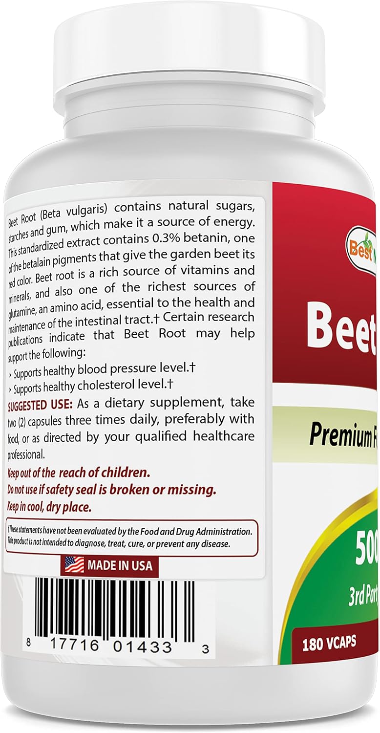 Best Naturals Polvo de Raíz de Remolacha 500 mg - 180 Cápsulas (Pack de 2)