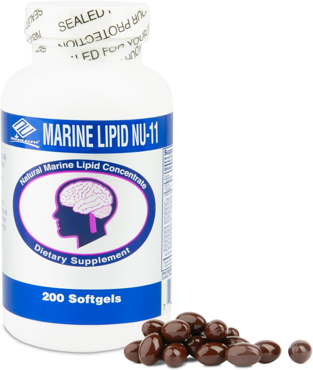 Nu Health Marine Lipid NU-11 Omega 3 Fish Oil, Ginkgo Biloba, 200 Softgels