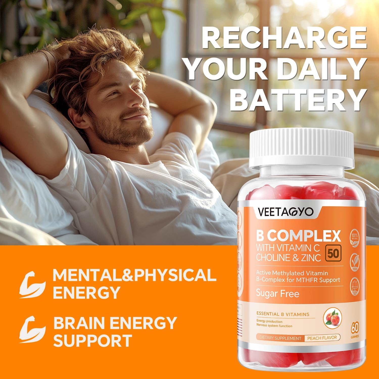 Complejo B Metilado con Vitamina C y Zinc - 120 Gomitas