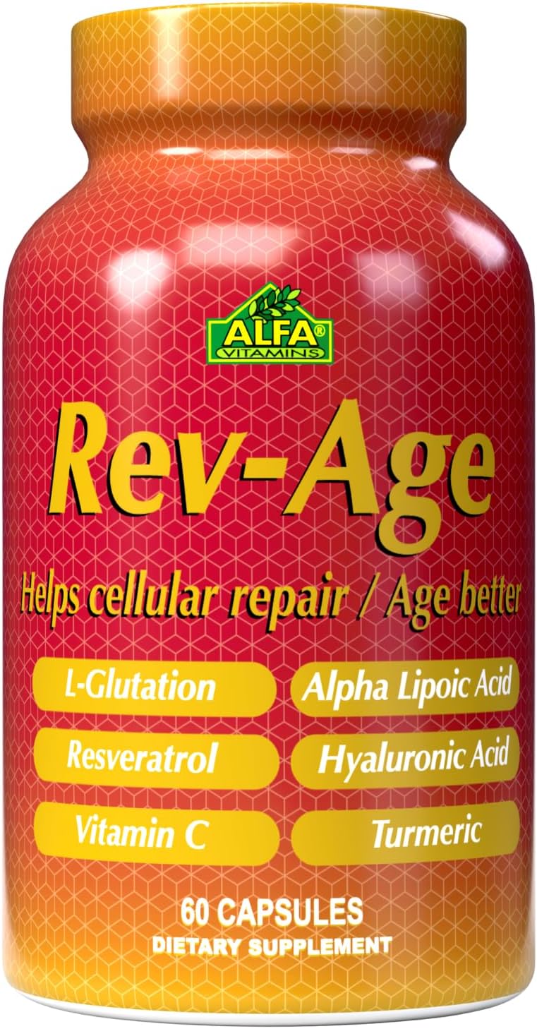 Rev-Age Suplemento de Reparación Celular con Vitamina C, Resveratrol y Astaxantina - 60 Cápsulas