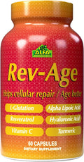 Rev-Age Suplemento de Reparación Celular con Vitamina C, Resveratrol y Astaxantina - 60 Cápsulas