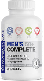 Bronson ONE Daily Multivitamínico para Hombres 50+ Completo, 90 Comprimidos