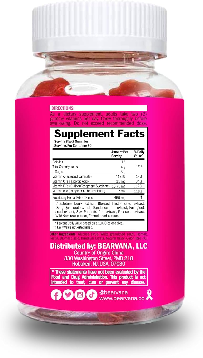 BEARVANA Gominolas Multivitamínicas para Mujer - Sabor Berry - 60 uds
