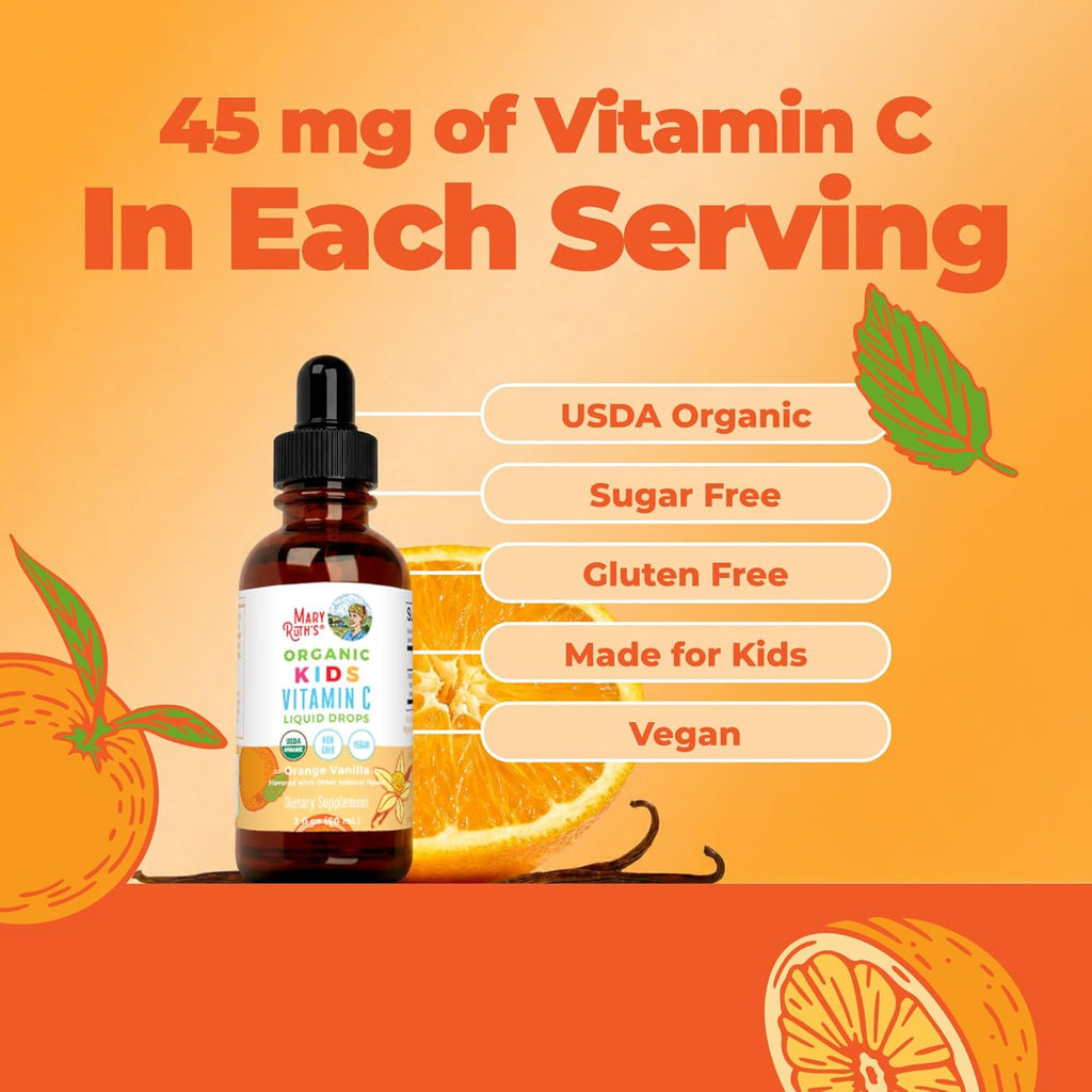 MaryRuth's Gotas de Vitamina C Orgánica para Niños - A base de Acerola - 59 ml (2 oz)
