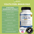 Youthfeel Brain Max Memory Support - Fórmula Neuro Extra Fuerte, 60 Cápsulas