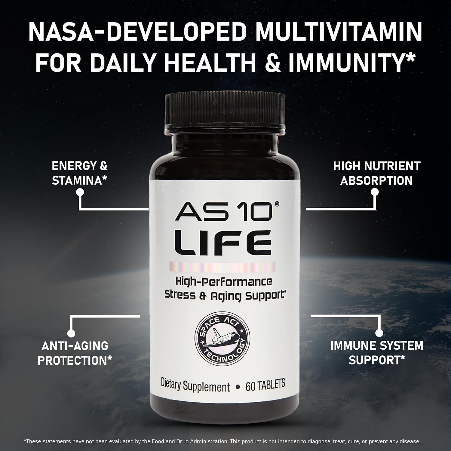 AS 10 Life – Complemento Multivitamínico con Antioxidantes, Resveratrol, Ácido Alfa Lipoico, Luteína y Zeaxantina, 60 comprimidos