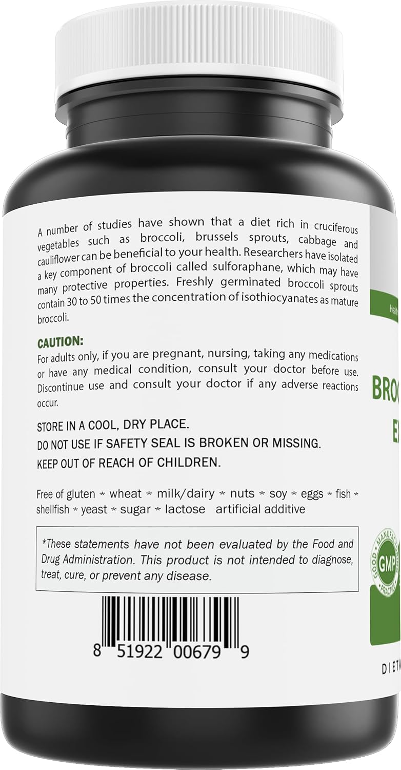 Extracto de Brotes de Brócoli 4:1 - 1000 mg por Porción - 240 Cápsulas