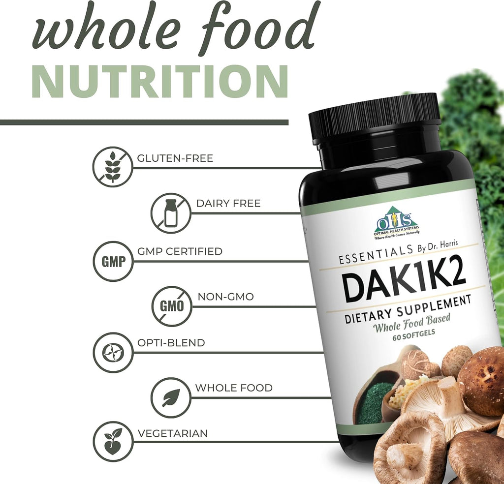 Optimal Health Systems Essential DAK1K2 | Vitamina D3 + A + K1 + K2 | 5000 UI | 60 Cápsulas Blandas