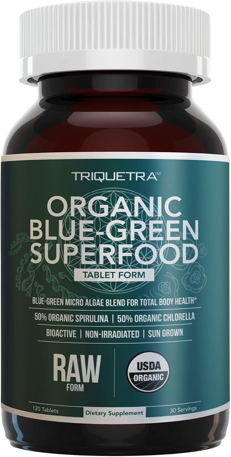 Triquetra Health Comprimidos ecológicos de espirulina y clorela – 120 Comprimidos