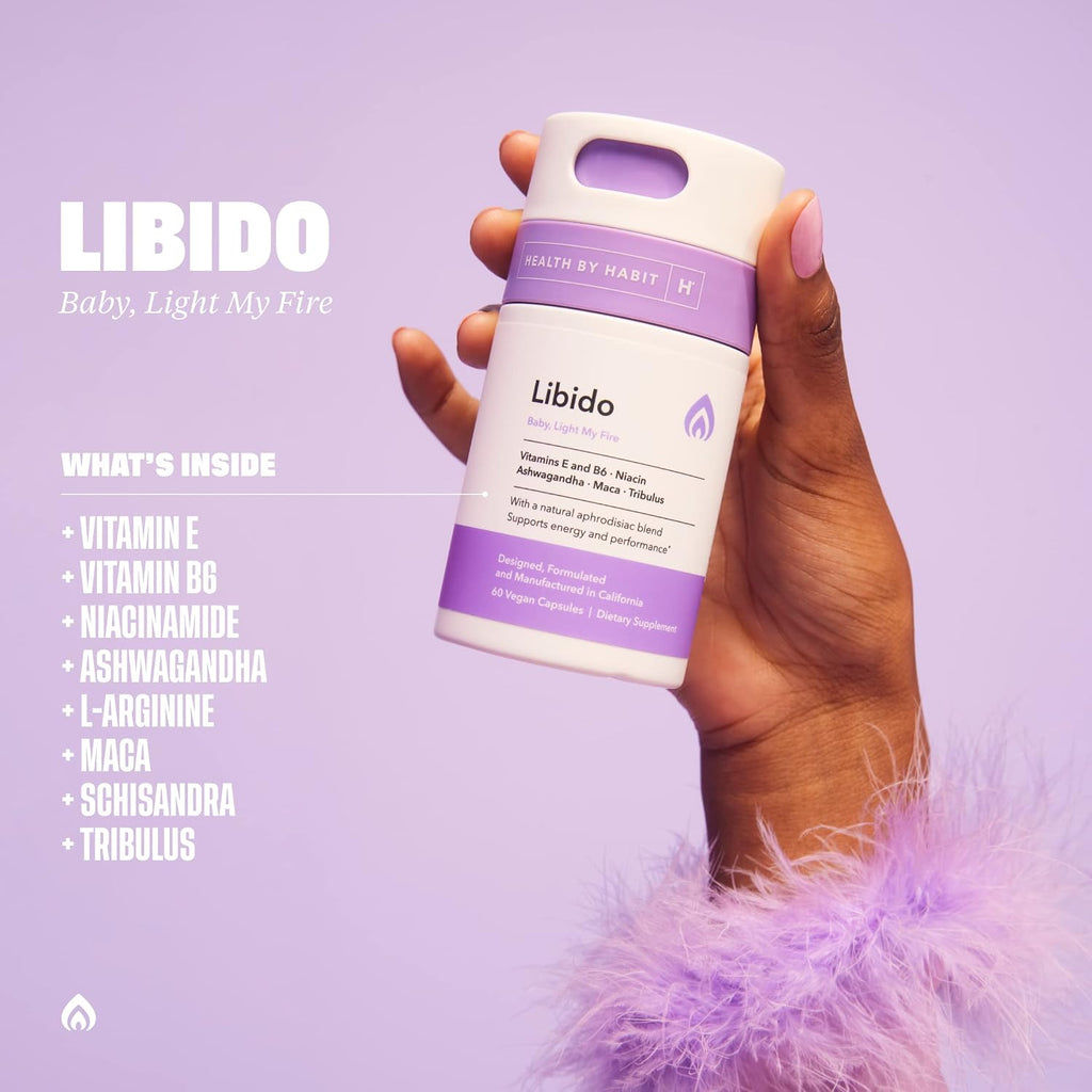 Health by Habit Libido Blend 2 Pack (60 Cápsulas) - Mezcla Afrodisíaca Natural con Maca y Ashwagandha, Vegano, Sin OMG, Sin Azúcar