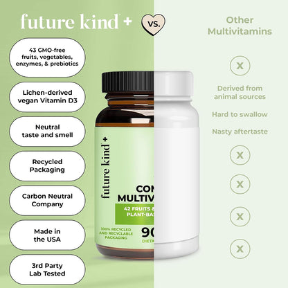 Future Kind Vegan Multivitamins Complete - Multivitamínico Vegano 42-en-1 con B12, Zinc y Probióticos (90 comprimidos) – Image 6