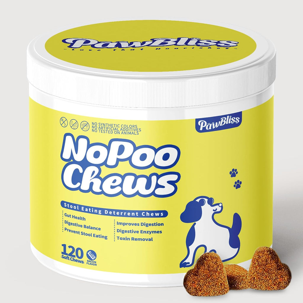 No Poo Chews para Perros – Masticables Suaves con Probióticos y Enzimas – 120 Unidades Sabor Bacon