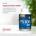 Jarrow Formulas PS 100 - 60 Cápsulas blandas, Paquete de 2 - 100 mg de Fosfatidilserina - Sin soja - 120 dosis