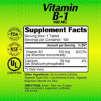 ALFA VITAMINS Vitamina B-1 100 mg, 100 comprimidos