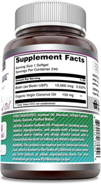 Amazing Formulas Biotina con Aceite de Coco Virgen Extra | 10000 mcg | 120 Cápsulas Blandas (2 Envases)