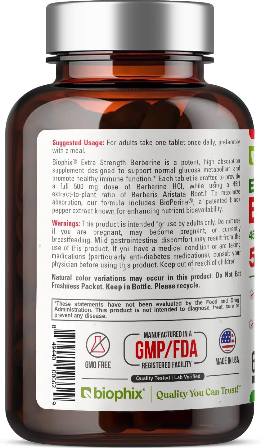 biophix Berberina de Alta Absorción con Bioperine 22.500 mg 60 Comprimidos - Fórmula de Apoyo a la Salud Cognitiva
