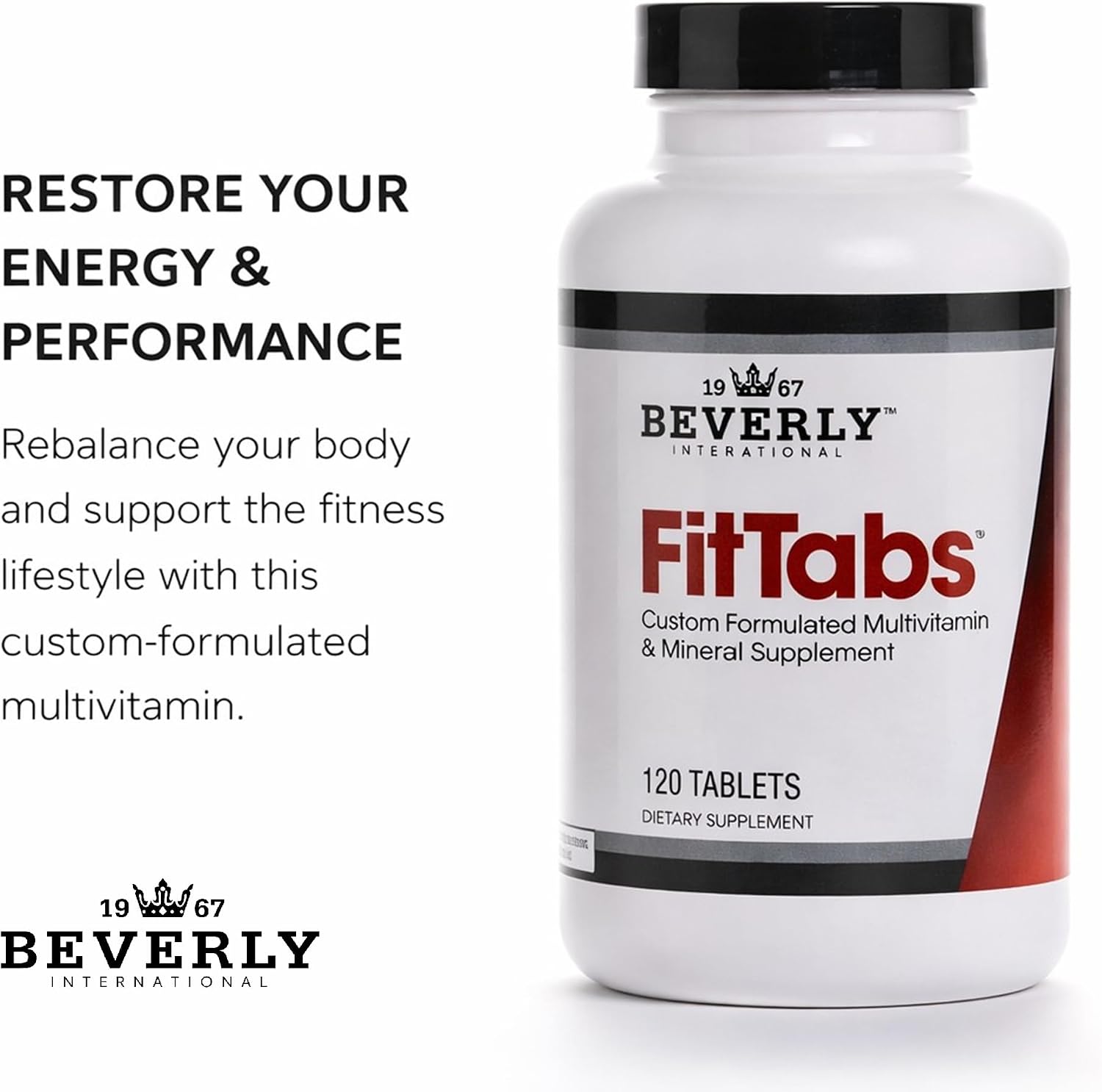 Beverly International Fit Tabs Multivitamínico y Mineral Diario con Hierro Peptonato, 120 Comprimidos