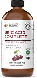 Complete Natural Uric Acid Complete - Suplemento Líquido para el Apoyo del Ácido Úrico, Salud Renal y Circulación Sanguínea con Vinagre de Manzana, Cereza Ácida, Remolacha, Limón y Canela - 355 ml