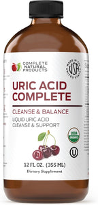 Complete Natural Uric Acid Complete - Suplemento Líquido para el Apoyo del Ácido Úrico, Salud Renal y Circulación Sanguínea con Vinagre de Manzana, Cereza Ácida, Remolacha, Limón y Canela - 355 ml