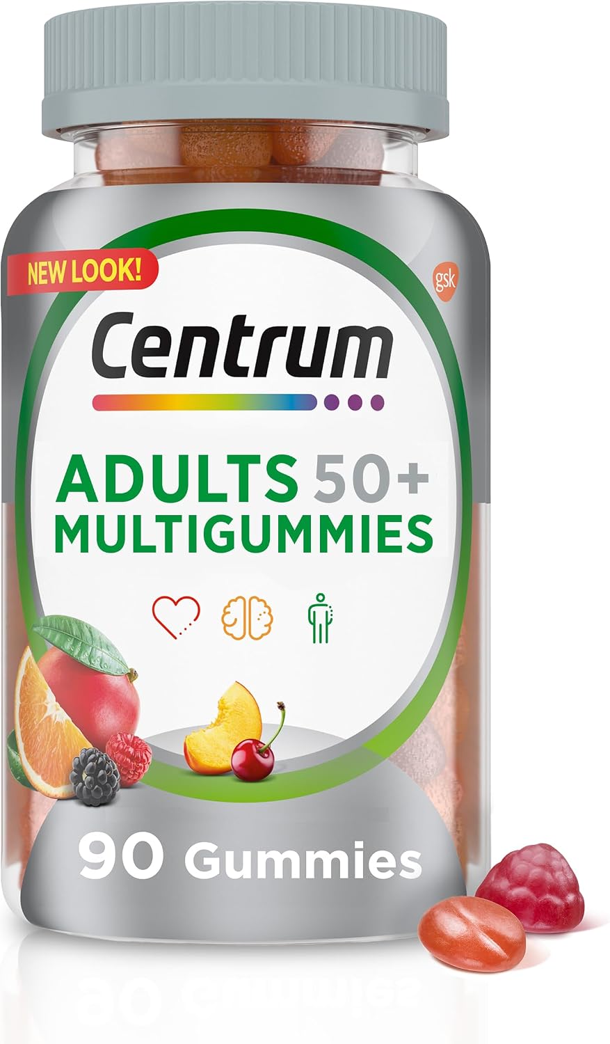 Centrum MultiGummies 50+ Multivitamínico en Gominolas para Adultos Mayores de 50 Años, 90 Unidades