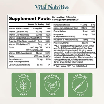 VITAL NUTRITIVE Vital Hair Complex - Biotina – Adecuado para todo tipo de cabello: Libre de aditivos, conservantes – Image 8