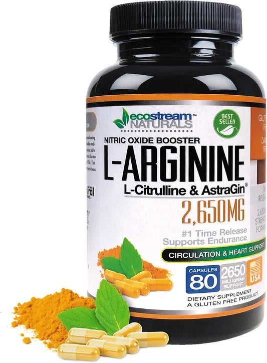 MAX 2650mg Booster de Óxido Nítrico con L-Arginina, L-Citrulina y Astragin - Fórmula de Liberación Prolongada 2650 MAX