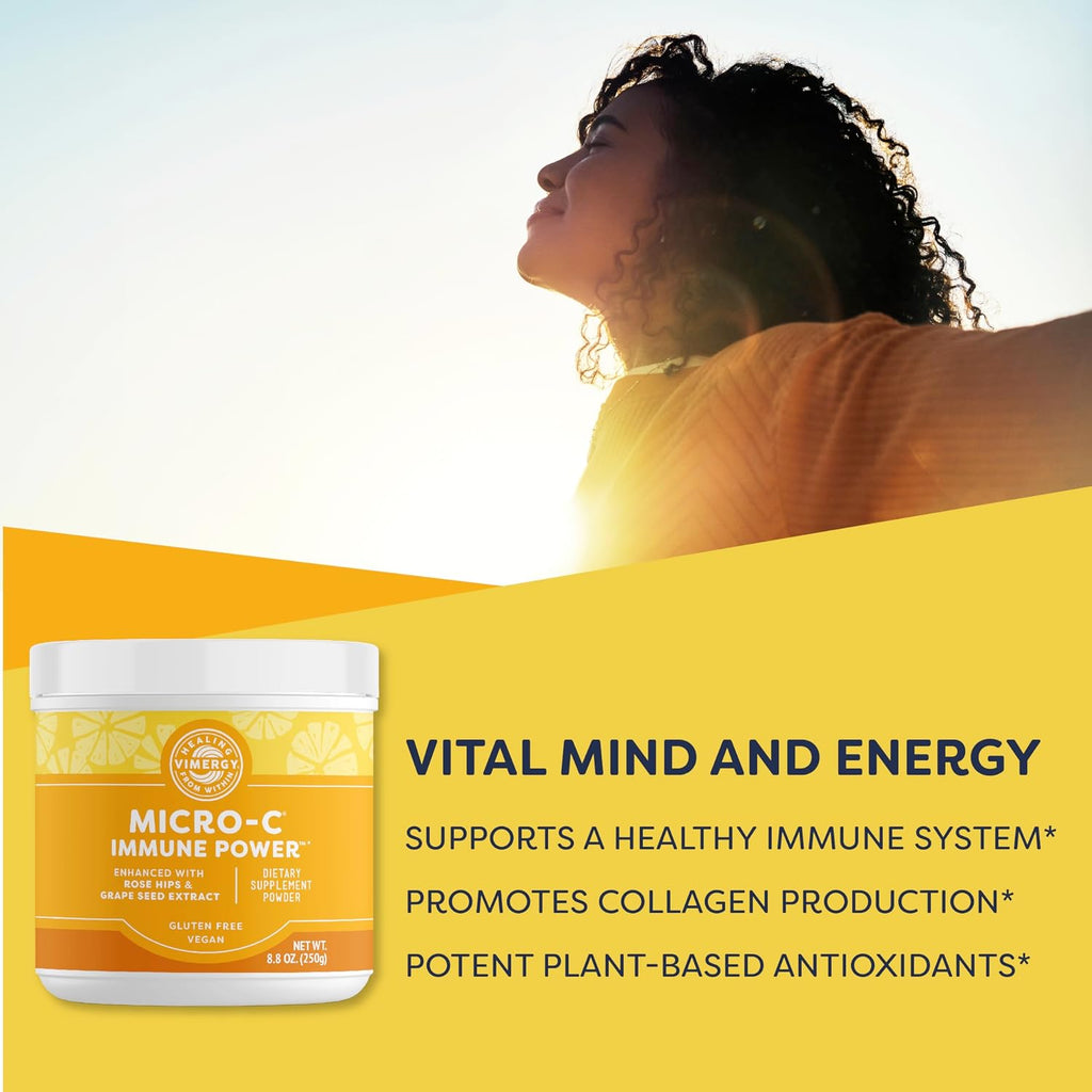 Vimergy Micro-C Immune Power - 250g - 69 Servicios - Polvo de Vitamina C con Silicio de Bambú y Bioflavonoides - Sin Gluten - Vegano - Kosher