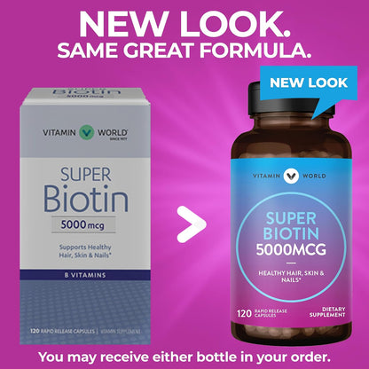 Vitamin World Super Biotina 5000 mcg, 120 – El mantenimiento del cabello en condiciones normales. – Image 3