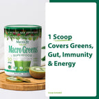 MacroLife Naturals Macro Greens Superfood Powder 30 oz (90 porciones) con 38 superalimentos
