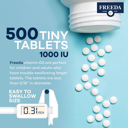FREEDA Pure Vitamin D3 1000 IU – Dosis de Mantenimiento Diaria – 500 Comprimidos Pequeños – Image 8