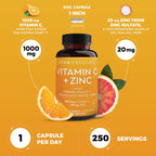 Viva Naturals Vitamina C y Zinc 1000 mg - 250 Cápsulas Vegetales
