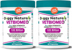 Vetbiome Plus Probióticos de Alta Potencia para Mascotas - 120 Mil Millones de UFC, 9 Cepas - 80 Cápsulas (2 Paquetes)